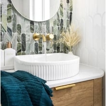 Gloss White Fluted Archie Arched Ceramic Basin
